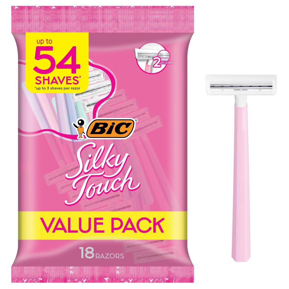 Buy now BIC Silky Touch Women's Disposable 2 Blade Razors, Pretty Pastel Handles and Travel Ready, 10-Pack 18-Count (Pack of 1) at indiglob india