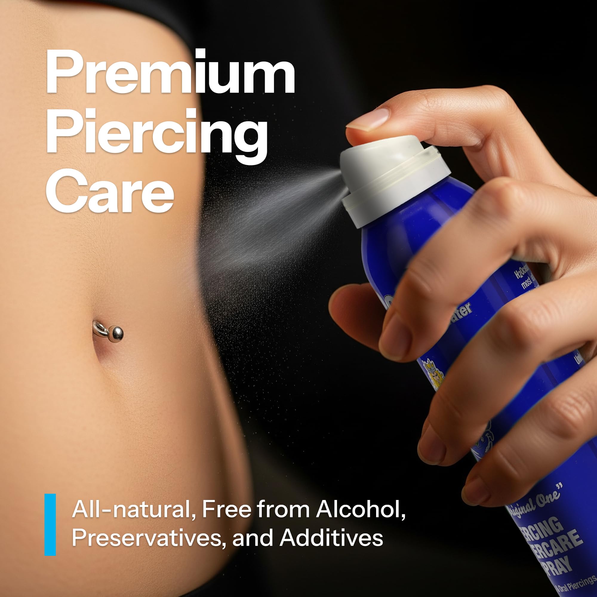 H2Ocean Piercing Aftercare Spray 4oz - Keloid Bump Removal Sea Salt Spray | for Body and Facial Piercings - Ear, Nose, Navel, Oral & Body Piercing Cleaner, Aftercare Solution for New Piercings
