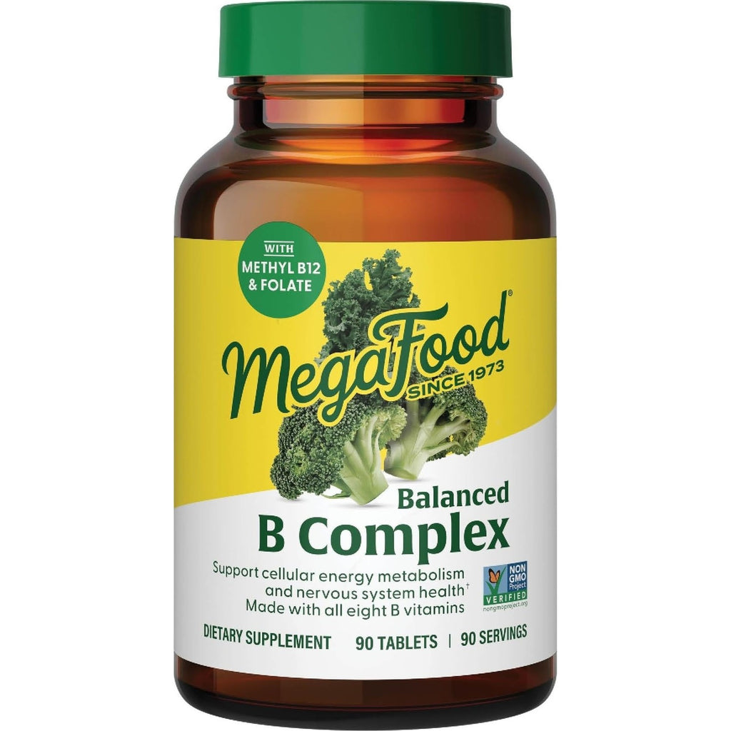 MegaFood Balanced B Complex, Cellular Energy Metabolism Support, 30 Tablets | Vitamin B Complex for Women & Men, Vitamin B6, B12, Methylfolate, Biotin, Supports Nervous System Health, Vegan, 30 Servings