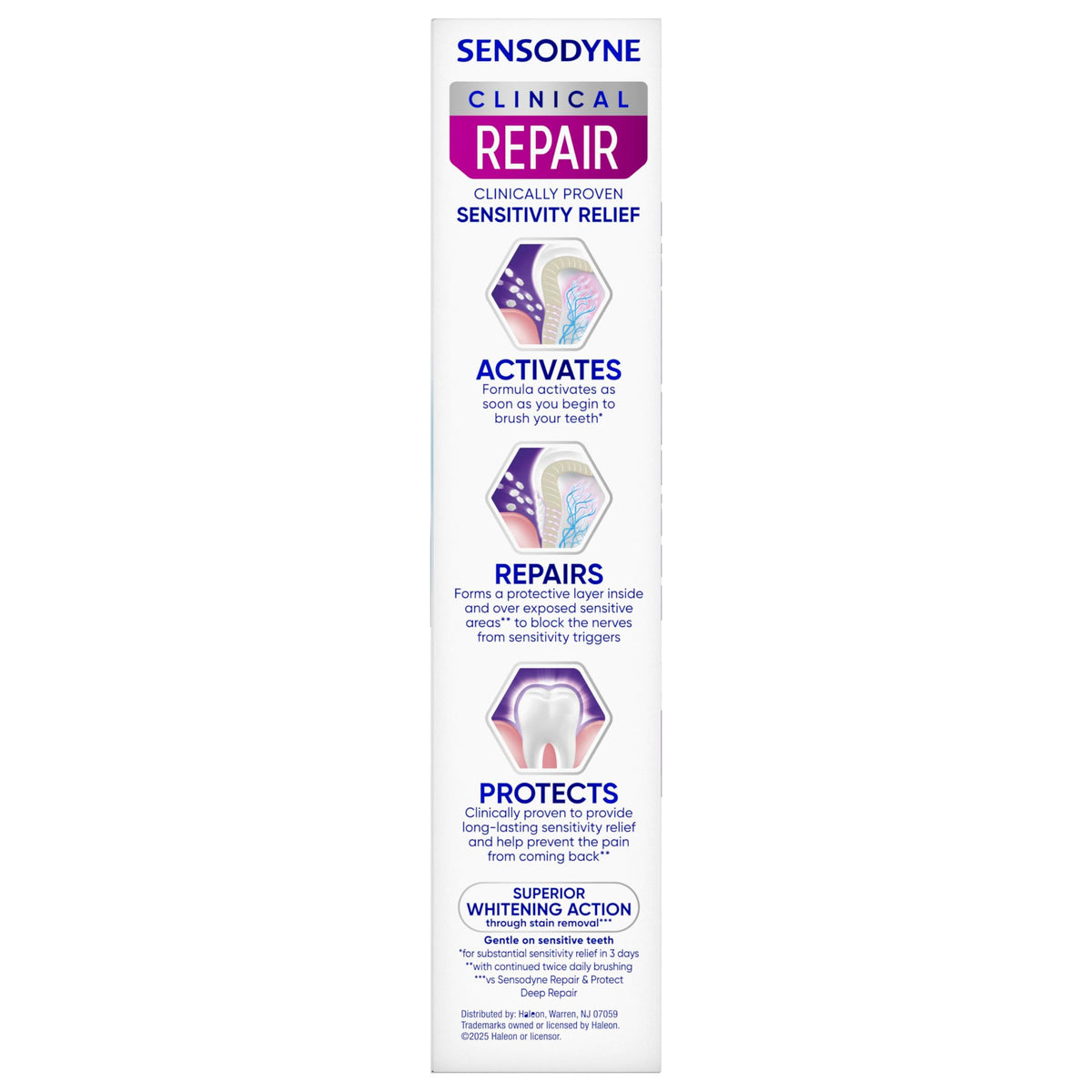 Sensodyne Clinical Repair Whiten & Shine Toothpaste, 3.4 oz (3 Pack)