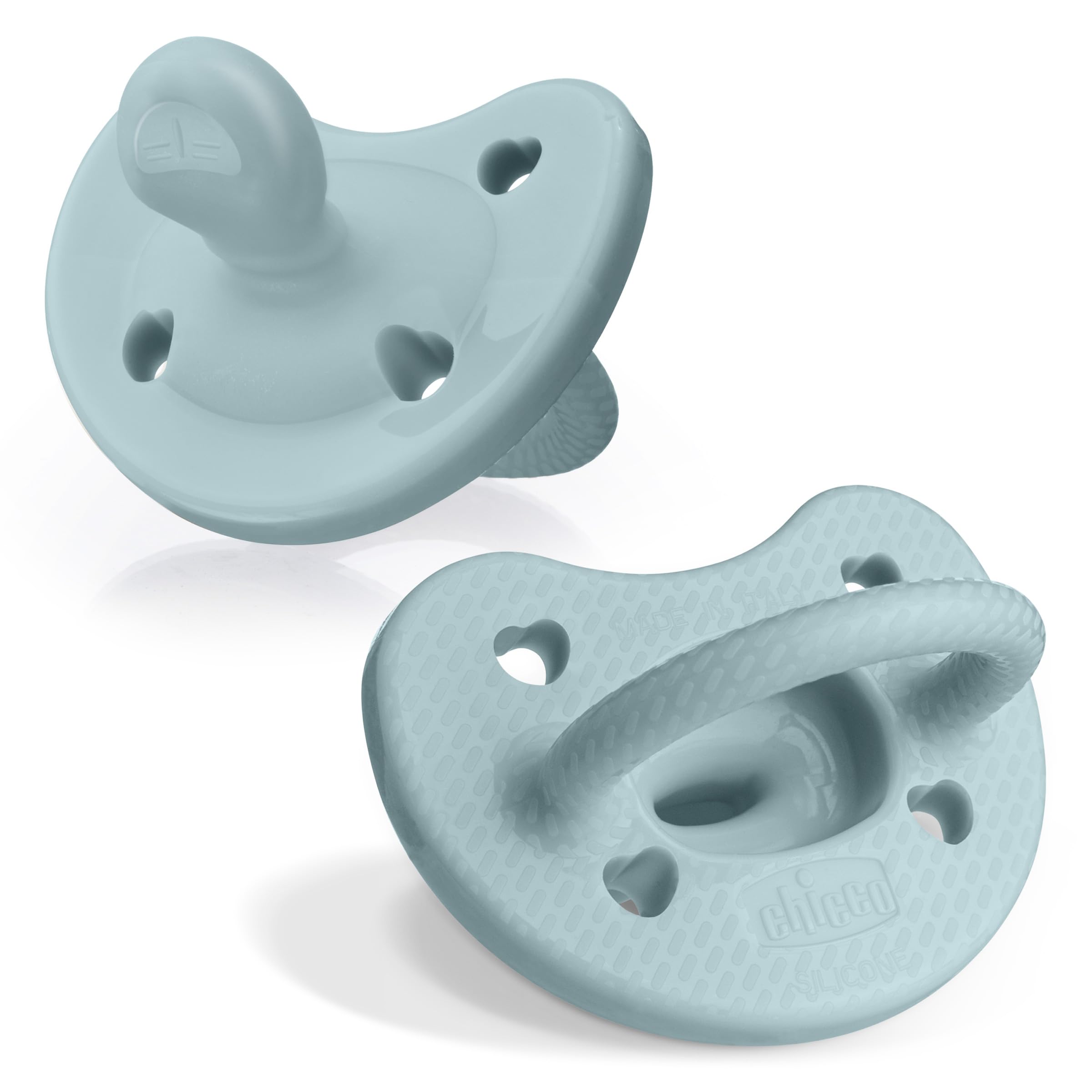 Buy now Chicco PhysioForma Silicone Orthodontic Pacifier, 0-6m | 100% Soft Silicone | Supports Breathing & Oral Development | Satin-Textured Nipple | Includes Sterilizing Case | BPA Free | Blue/Green, 2pk at indiglob india