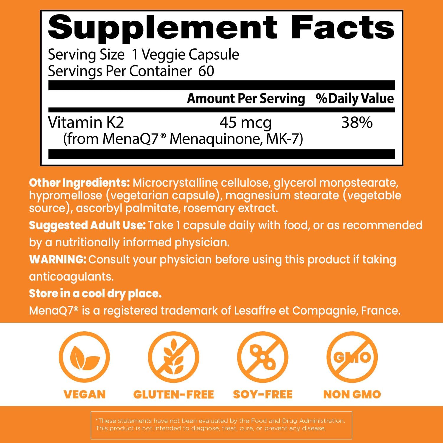 Buy now Doctors Best Natural Vitamin K2 MK-7, Supports Tissue & Bone Health, Non-GMO, Gluten Free, Soy Free, Vegan 60 Veggie Caps at indiglob india