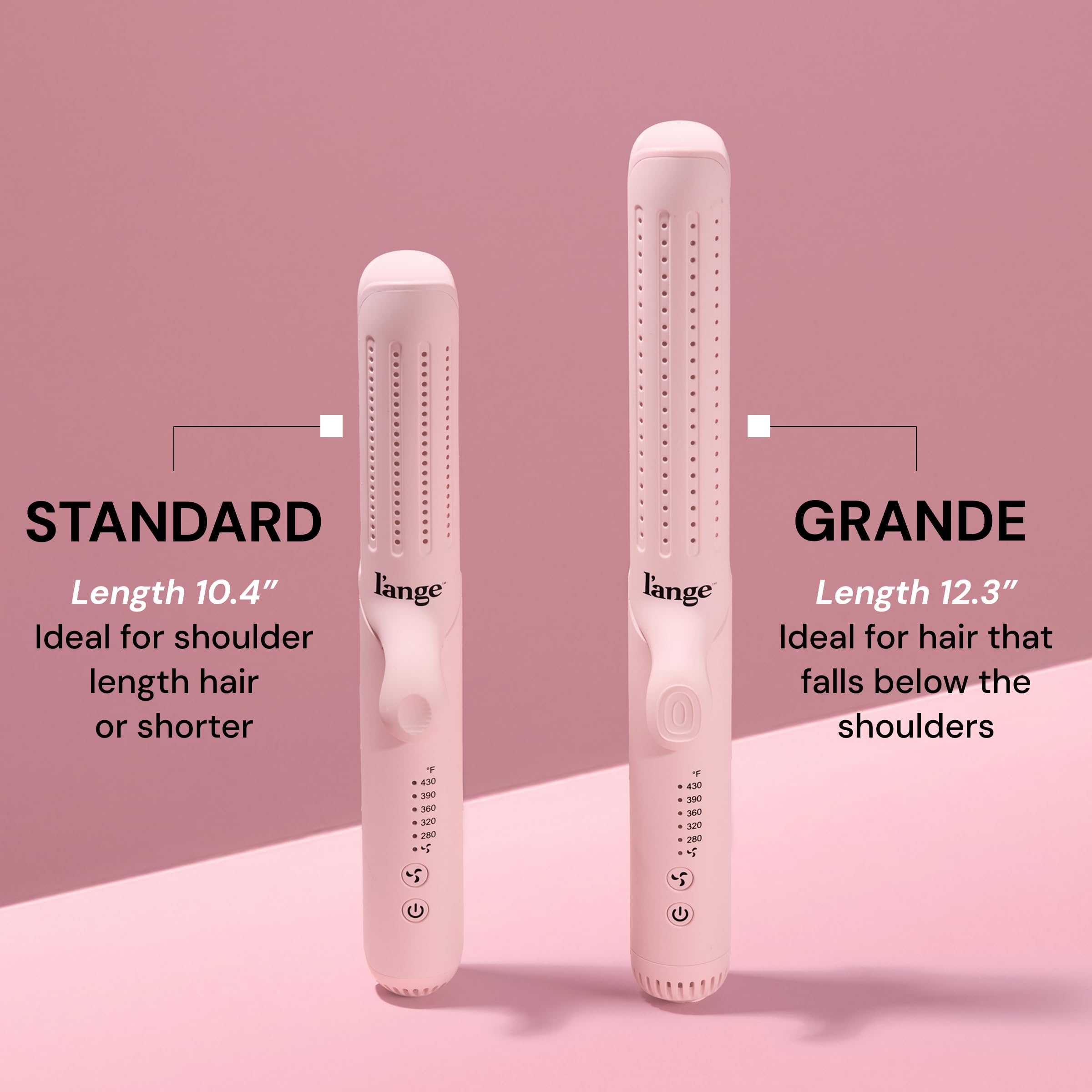 L'ANGE HAIR Le Duo Grande 360° Airflow Styler | Curl & Straighten with One Tool | 5.3" Snag-Free Titanium Plates | Cooling Air Vents to Set Curls | Adjustable Temp & Auto Shut-Off | Blush