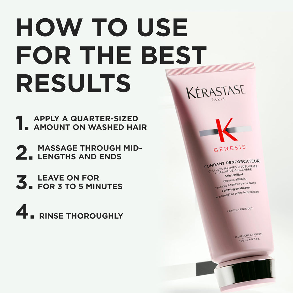 "Kerastase Genesis Strengthening Fondant Renforcateur Conditioner - For Normal To Dry Hair, Gently Cleanses & Helps Reduce Hair Fall, For Weak or Damaged Hair, Strengthens, Detangles & Hydrates