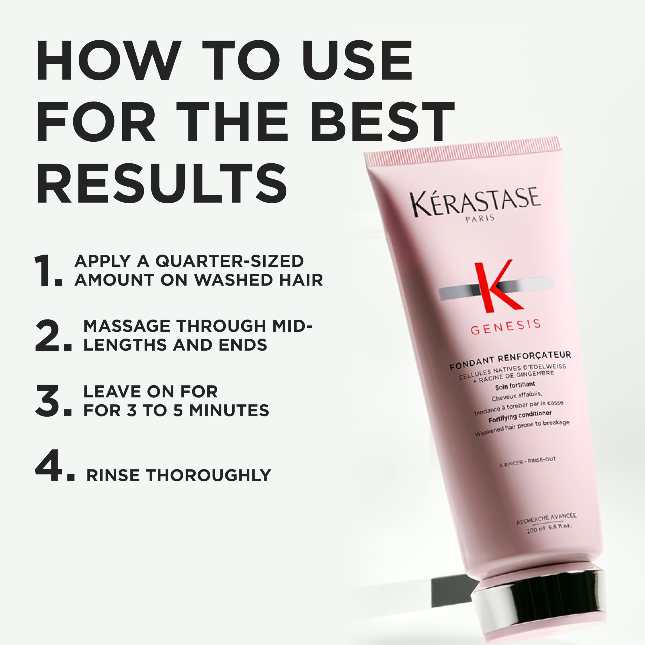 "Kerastase Genesis Strengthening Fondant Renforcateur Conditioner - For Normal To Dry Hair, Gently Cleanses & Helps Reduce Hair Fall, For Weak or Damaged Hair, Strengthens, Detangles & Hydrates