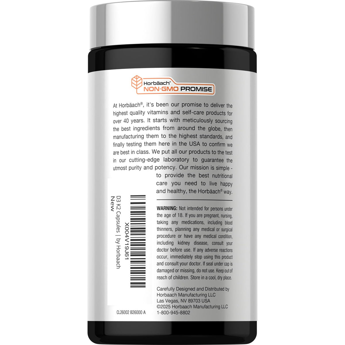 Horbäach Vitamin D3 K2 | 5000 IU D3 | 120 Capsules