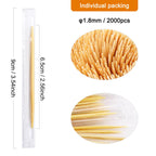BLUE TOP 2000PCS 2.5 Inch Bamboo Individually Cello Wrapped Round Toothpicks,Appetizer Picks, Sturdy Food Pick, for Appetizers Cocktails Fruit Olive picks