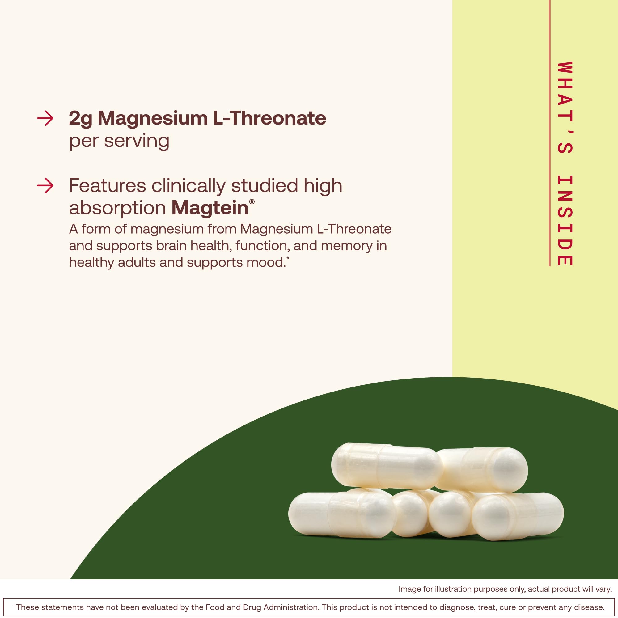 Jarrow MagMind Magtein Magnesium L-Threonate, 90 Capsules | Magnesium Supplement, Brain Supplements For Memory Support, Veggie Capsules, 30 Day Supply