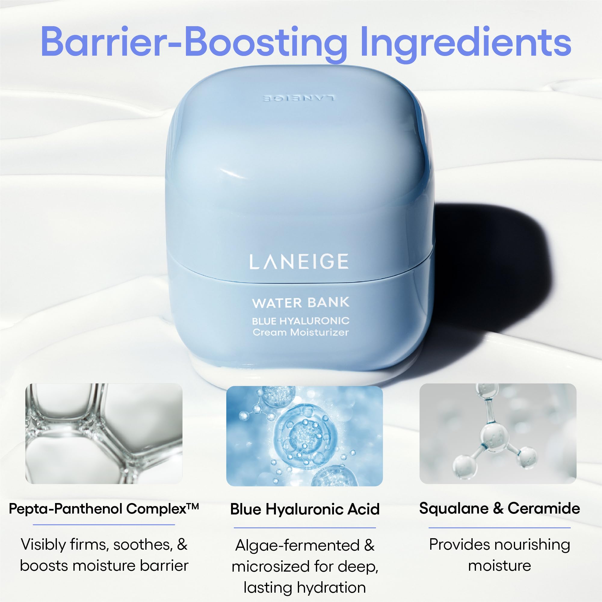 Buy now LANEIGE Water Bank Blue Hyaluronic Cream Moisturizer: Hydrating Korean Face Cream with Squalane & Ceramide for Skin Barrier Support, Dermatologist-Tested at indiglob india