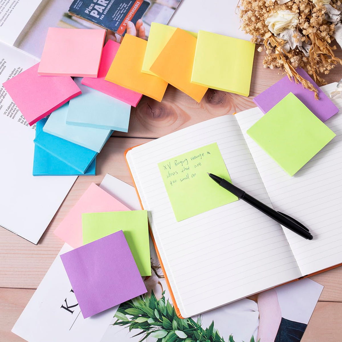 (16 Pads) Sticky Notes 3x3, Self-Stick Pads Bright Colors Sticky Note