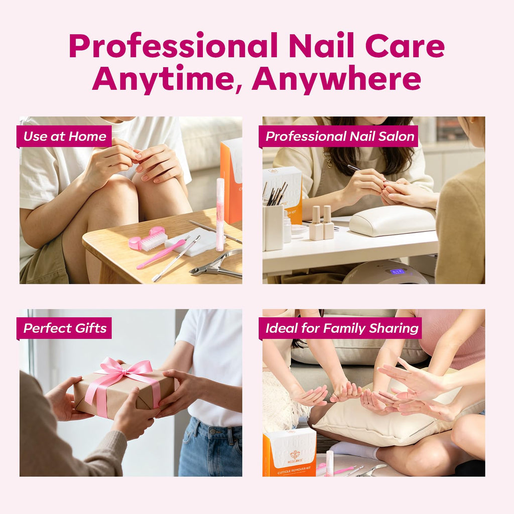 Modelones Cuticle Remover, Nail Kit Cuticle Trimmer Pusher Remover Liquid | Manicure Kit for Women Cuticle Oil Pen Nail Stuff & File Cuticle Nippers & Cutter Nail Tools Manicure Set Nail Care Prep Kits