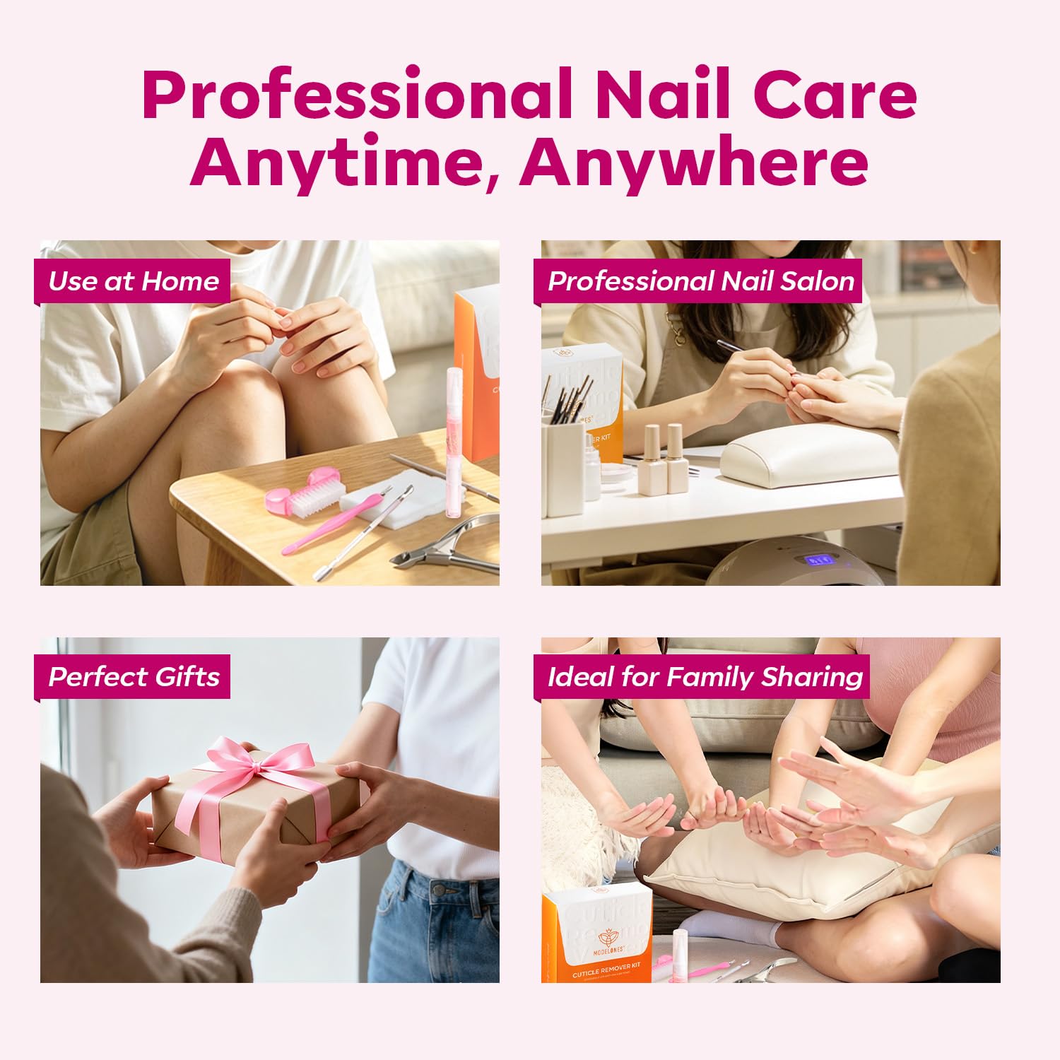 Modelones Cuticle Remover, Nail Kit Cuticle Trimmer Pusher Remover Liquid | Manicure Kit for Women Cuticle Oil Pen Nail Stuff & File Cuticle Nippers & Cutter Nail Tools Manicure Set Nail Care Prep Kits