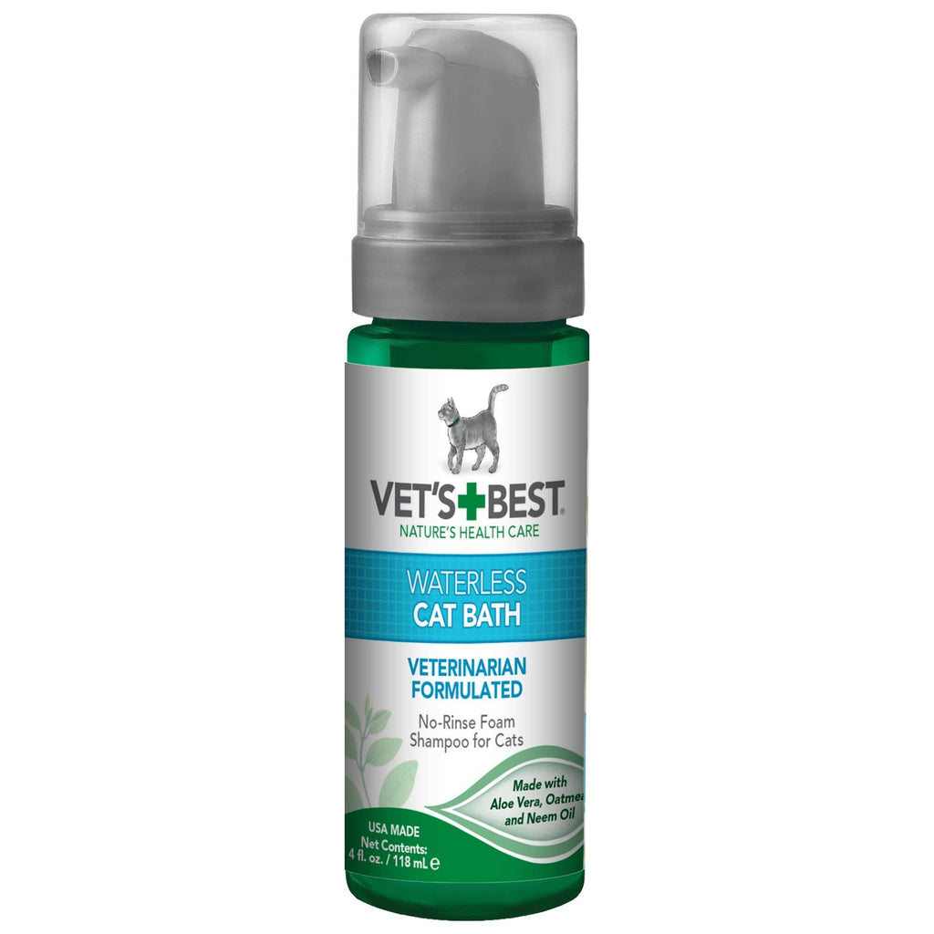 Vet's Best Waterless Cat Bath Dry Shampoo, No-Rinse Formula, 4 oz
