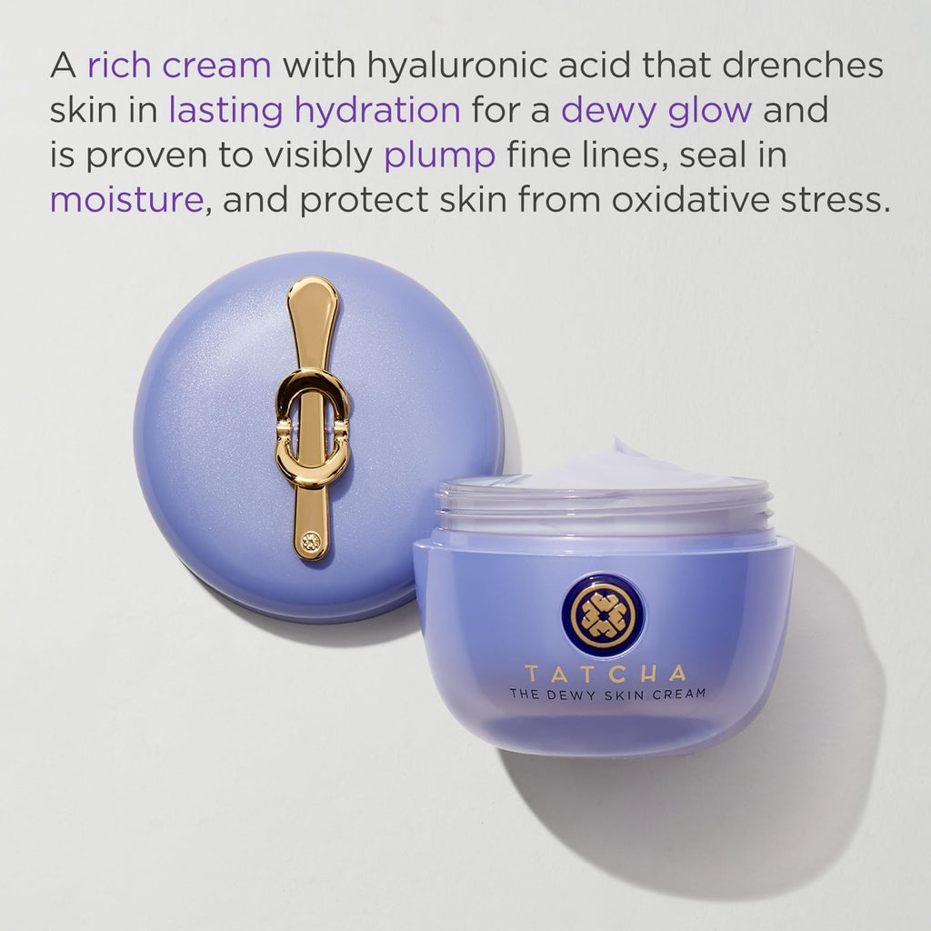 TATCHA The Dewy Skin Cream, Rich Plumping Moisturizer with Hyaluronic Acid | Improves skin barrier, reduces fine lines, plumps, & hydrates dry skin with hyaluronic acid, Hadasei-3, & biomimetic squalane