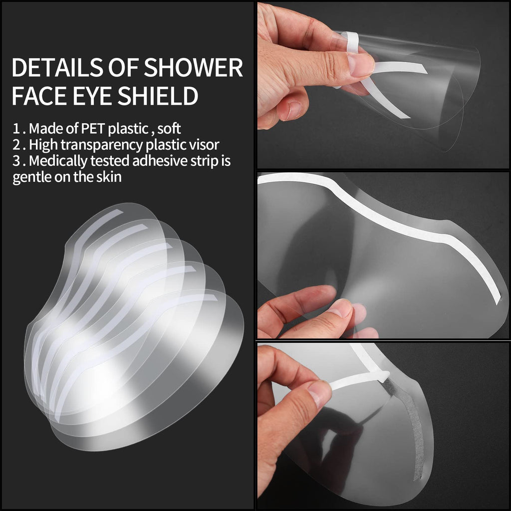 50 Pcs Shower Face Eye Shields, Eyebrow Shower Shield Visors, Eyelash Extensions Shower Face Shield, Microblading Makeup Protector Face Cover Shield for Hairspray Salon Eyelid Aftercare