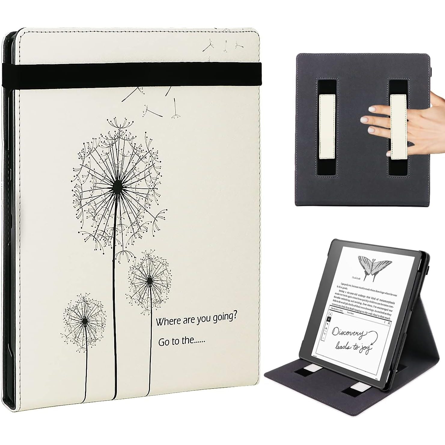 Buy now WALNEW Flip Case for 10.2-inch Kindle Scribe 2024/2022 Released, Two Hand Straps and Vertical Multi-Viewing Stand Cover with Auto Wake/Sleep for 10.2” Amazon Kindle Scribe E-Reader(Gray) Dandelion at indiglob india