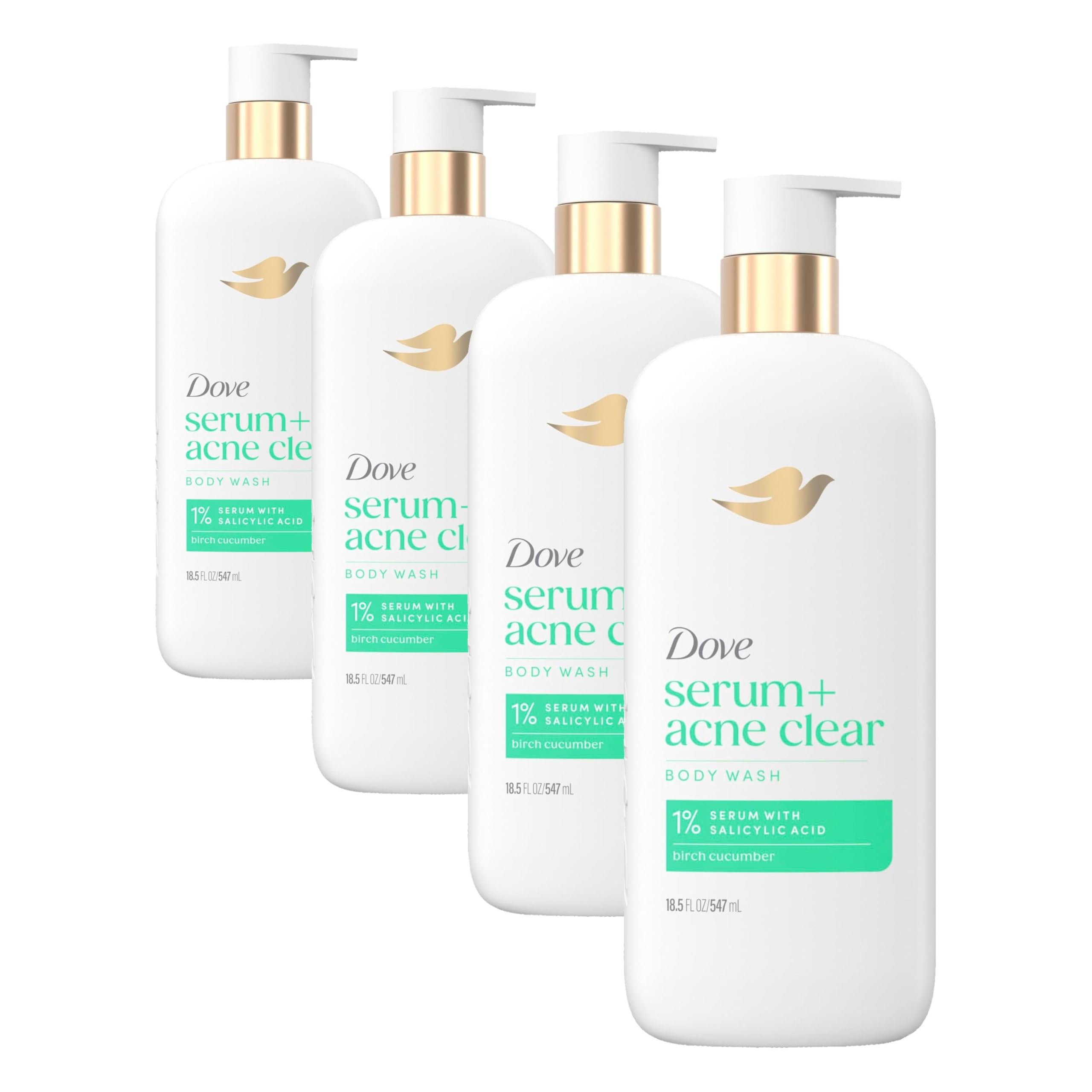 Dove Serum Body Wash Acne Clear with Salicylic Acid, 18.5 oz | Acne body wash with 1% salicylic acid to help clear and prevent acne breakouts