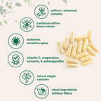 Micro Ingredients Saffron+ Advanced Supplements, 60 Vegetarian Capsules | 10-in-1 with Saffron Extract, Magnesium Glycinate, Turmeric Curcumin, KSM-66 Ashwagandha & Vitamin C. Filler-Free, Non-GMO.