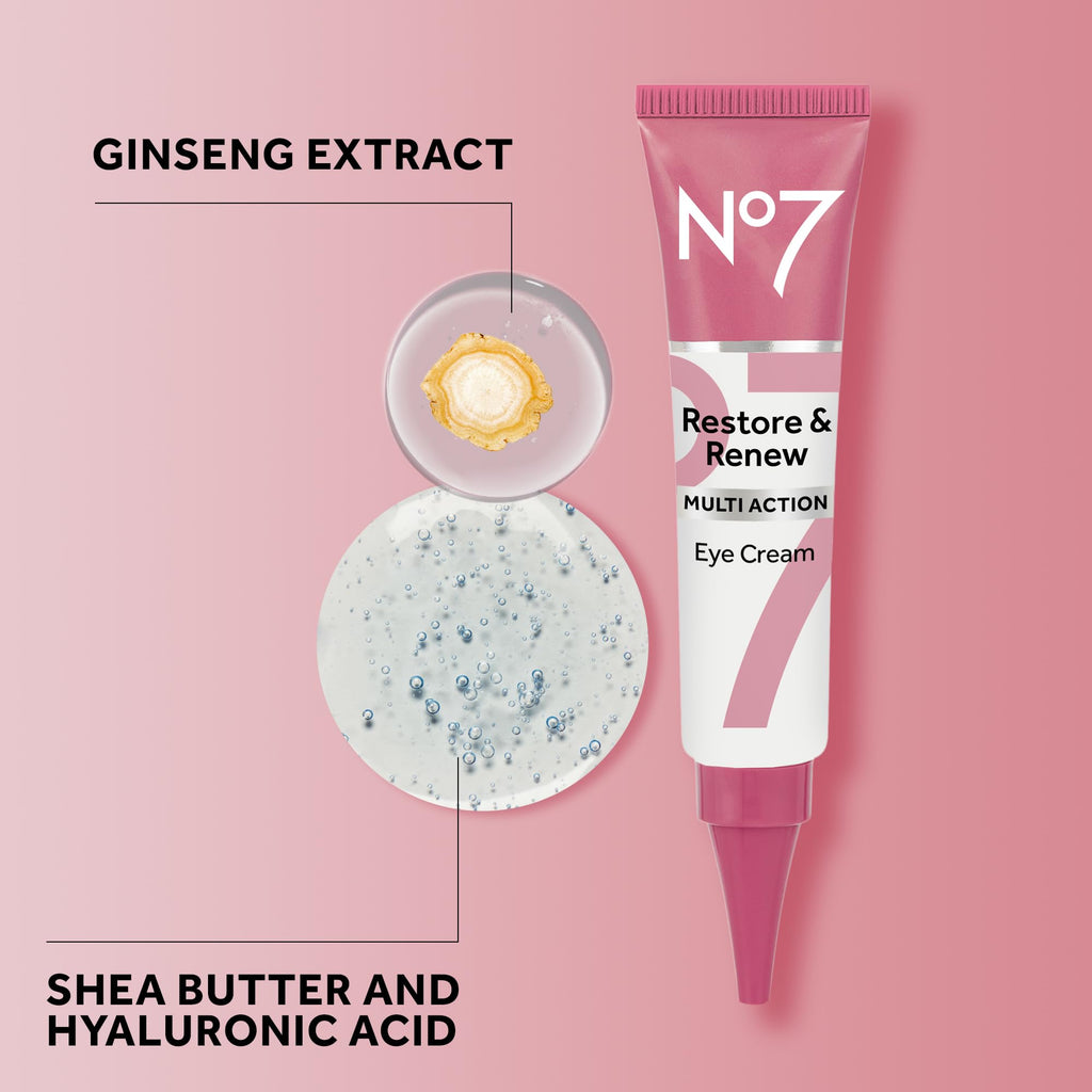Buy now No7 Restore & Renew Multi Action Eye Cream - Skin Renewing Under Eye Cream for Puffiness & Dark Circles - Moisturizing Formula for Wrinkles (15ml) at indiglob india