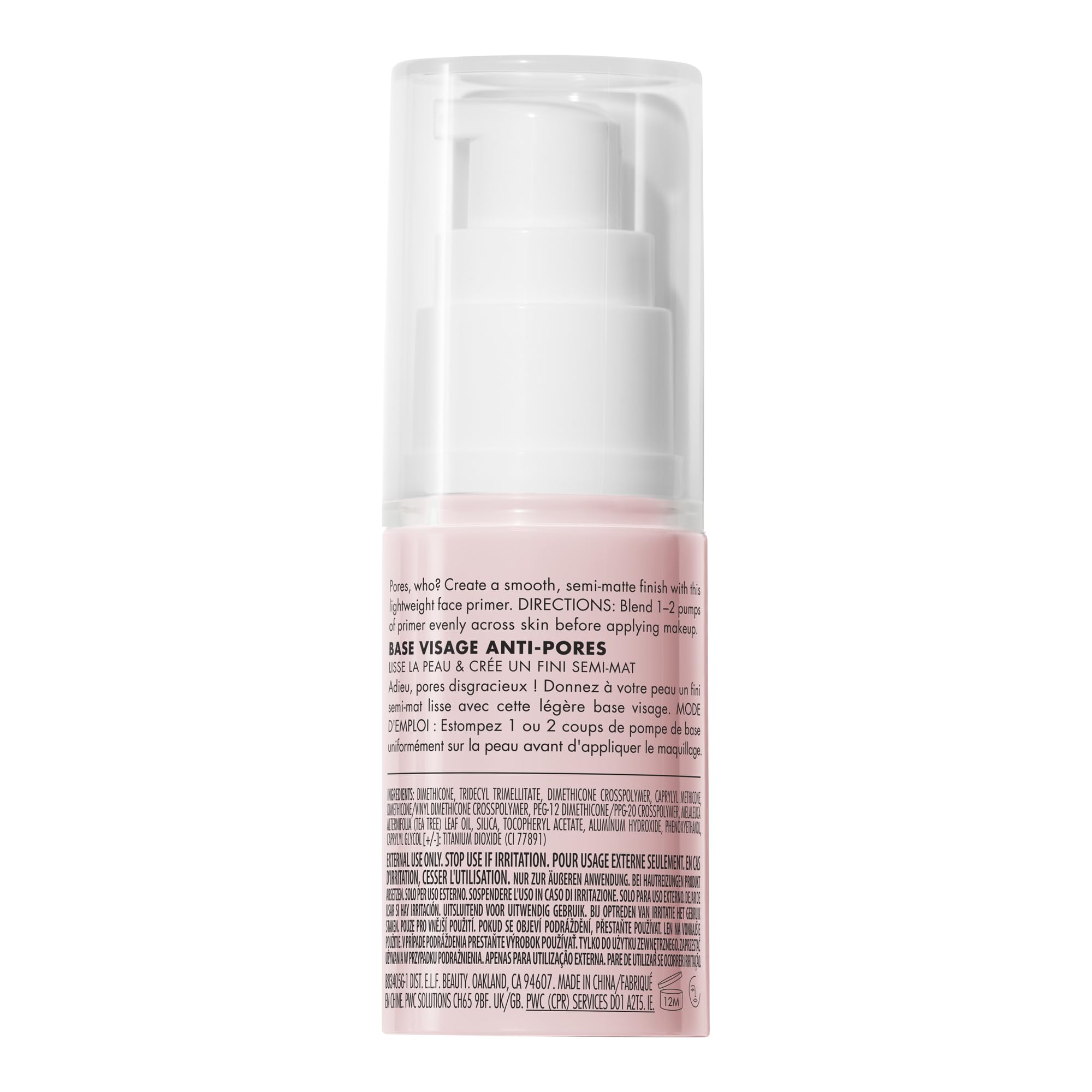 e.l.f. Poreless Face Primer, Skin-Smoothing Matte Makeup Base, Minimizes Pores & Fine Lines, Long-Lasting Foundation Primer with Tea Tree & Vitamins A & E, Vegan & Cruelty-Free
