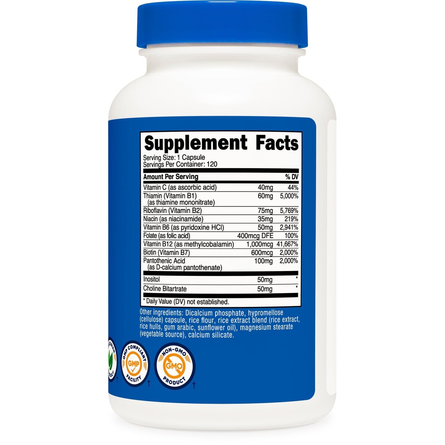Nutricost High Potency Vitamin B Complex 462mg, 120 Capsules | Energy Complex with Vitamin C