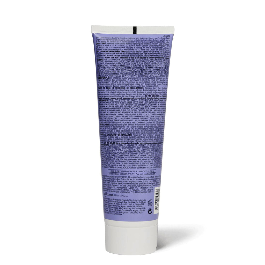 ion Bright White Creme Lightener Hair Bleach, Lifts Up to 8 Levels, On-Scalp and Off-Scalp Use, 10.6 Oz