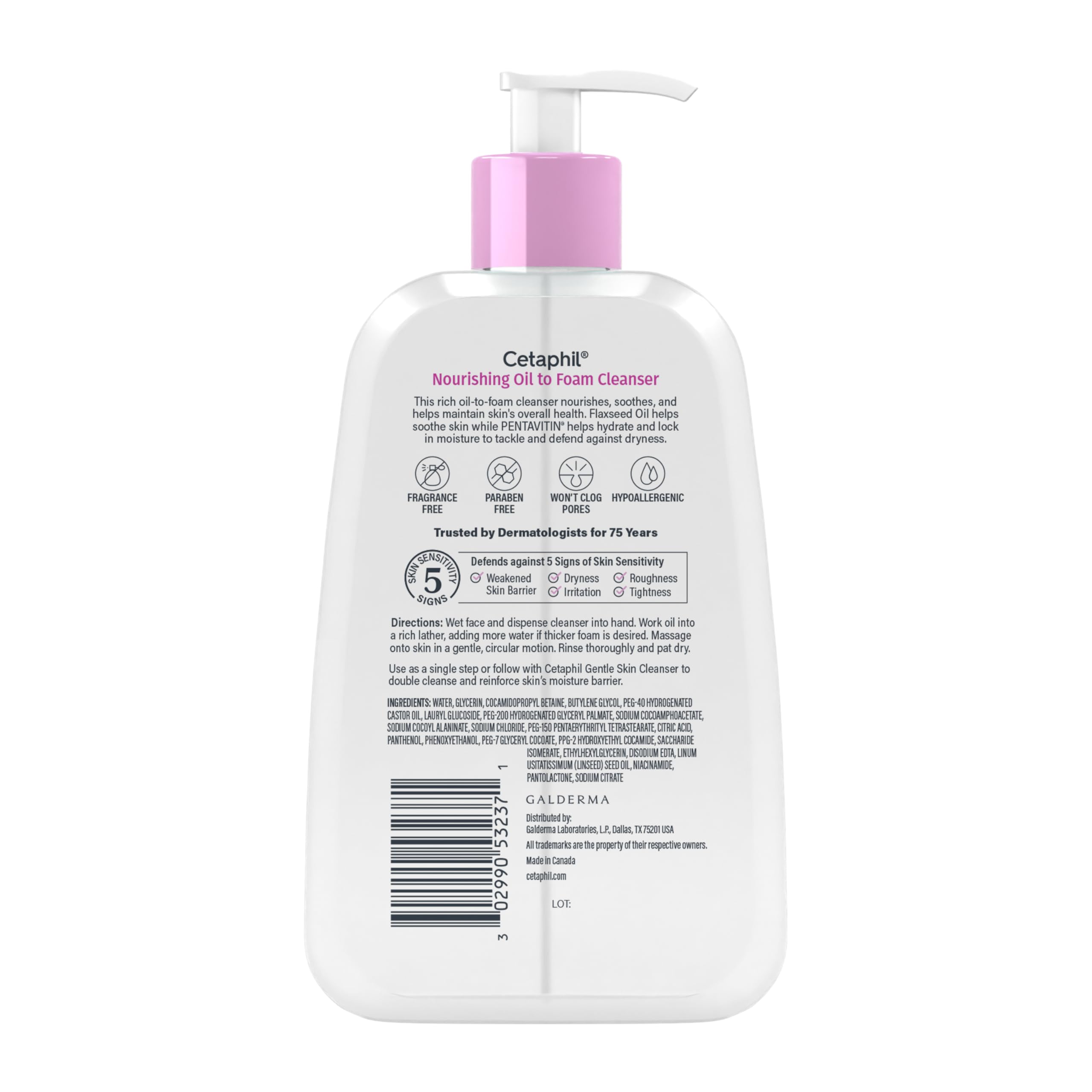 Cetaphil Nourishing Oil to Foam Facial Cleanser, Dry Skin, 8 fl oz | Gentle Hydrating Face Wash, Dry And Sensitive Skin, 24-Hour Moisture, Oil-To-Foam Formula, Dermatologist Recommended