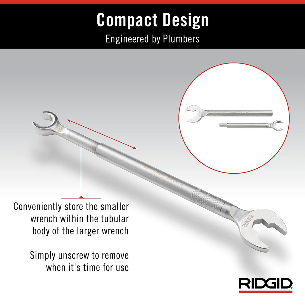 Buy now RIDGID 27023 Model 2002 One Stop 2-in-1 Wrench for Angle Stops, Straight Stops, and Compression Couplings at indiglob india