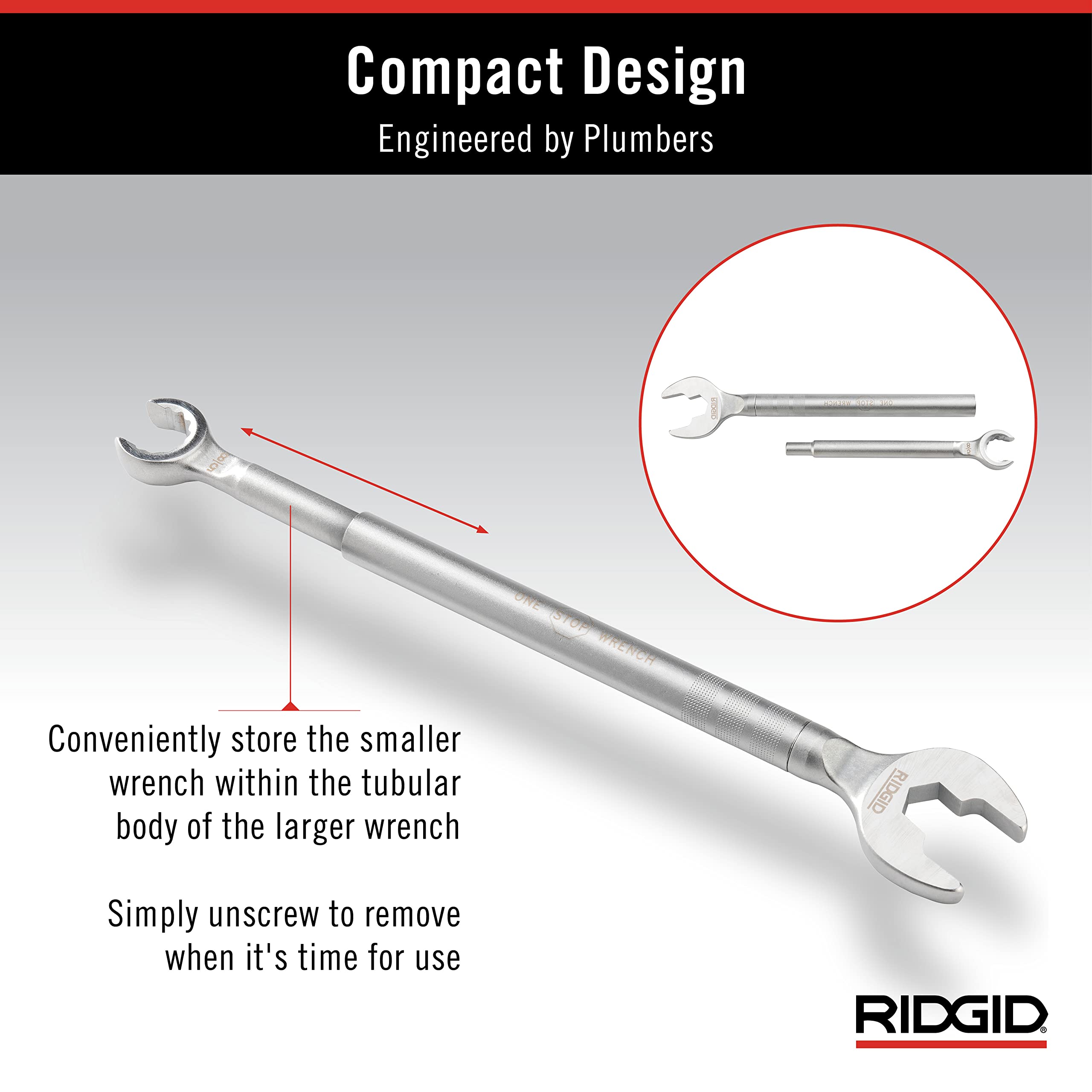 Buy now RIDGID 27023 Model 2002 One Stop 2-in-1 Wrench for Angle Stops, Straight Stops, and Compression Couplings at indiglob india