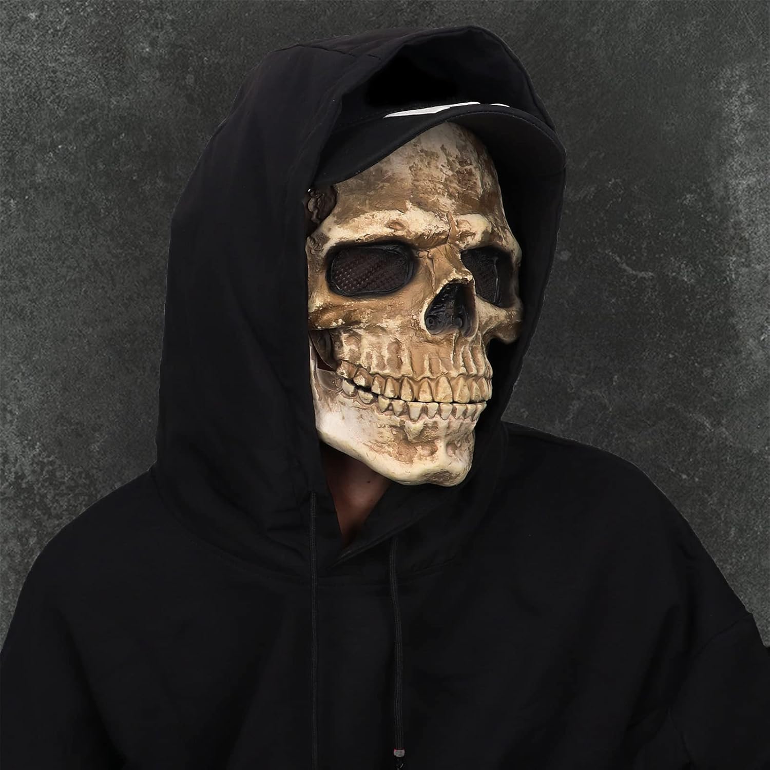Buy now CosTribe Creepy Full Head Skull Mask with Moving Jaw Halloween Scary Latex Helmet for Cosplay Party Props at indiglob india