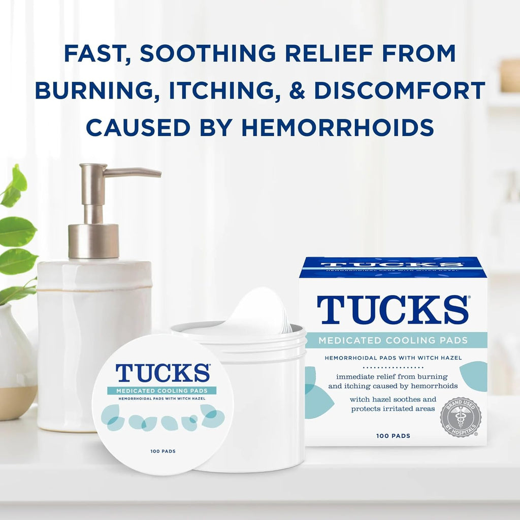 Buy now TUCKS Medicated Cooling Pads, 100 Count â€“ Pads with Witch Hazel, Cleanses Sensitive Areas, Protects from Irritation, Hemorrhoid Treatment, Medicated Pads Used By Hospitals at indiglob india