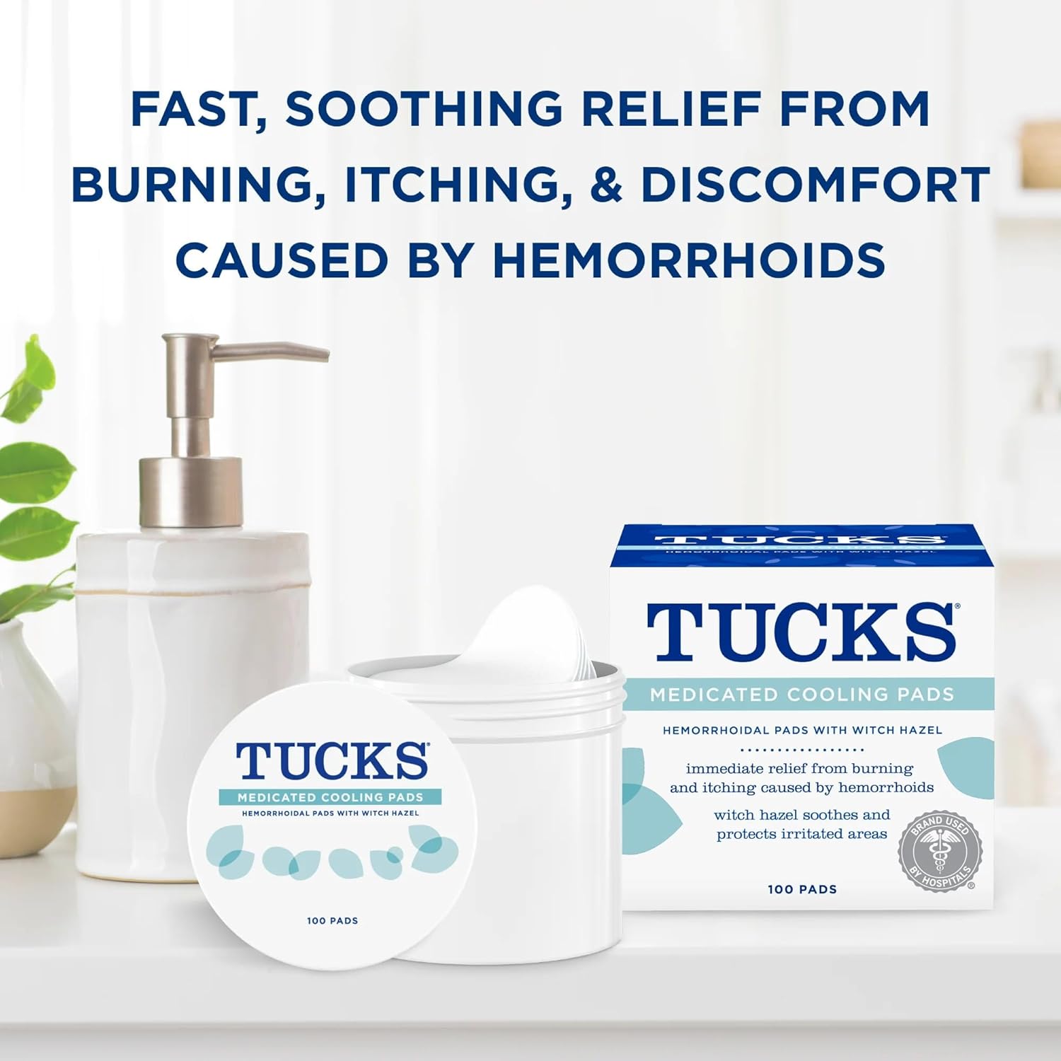 Buy now TUCKS Medicated Cooling Pads, 100 Count â€“ Pads with Witch Hazel, Cleanses Sensitive Areas, Protects from Irritation, Hemorrhoid Treatment, Medicated Pads Used By Hospitals at indiglob india