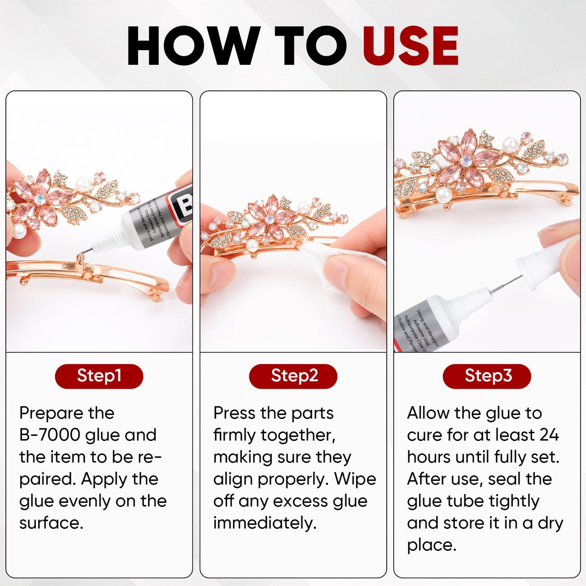 6 PCS 15ml B7000 Rhinestone Glue Clear for Bedazzling with Precision Tip