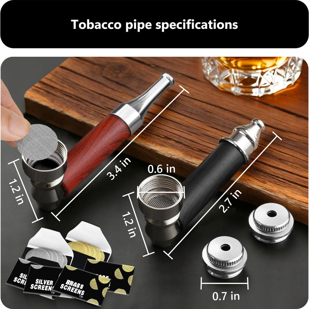 roygra 4PCS Tobacco Pipe Set, Complete Smoking Accessories, Wooden Texture