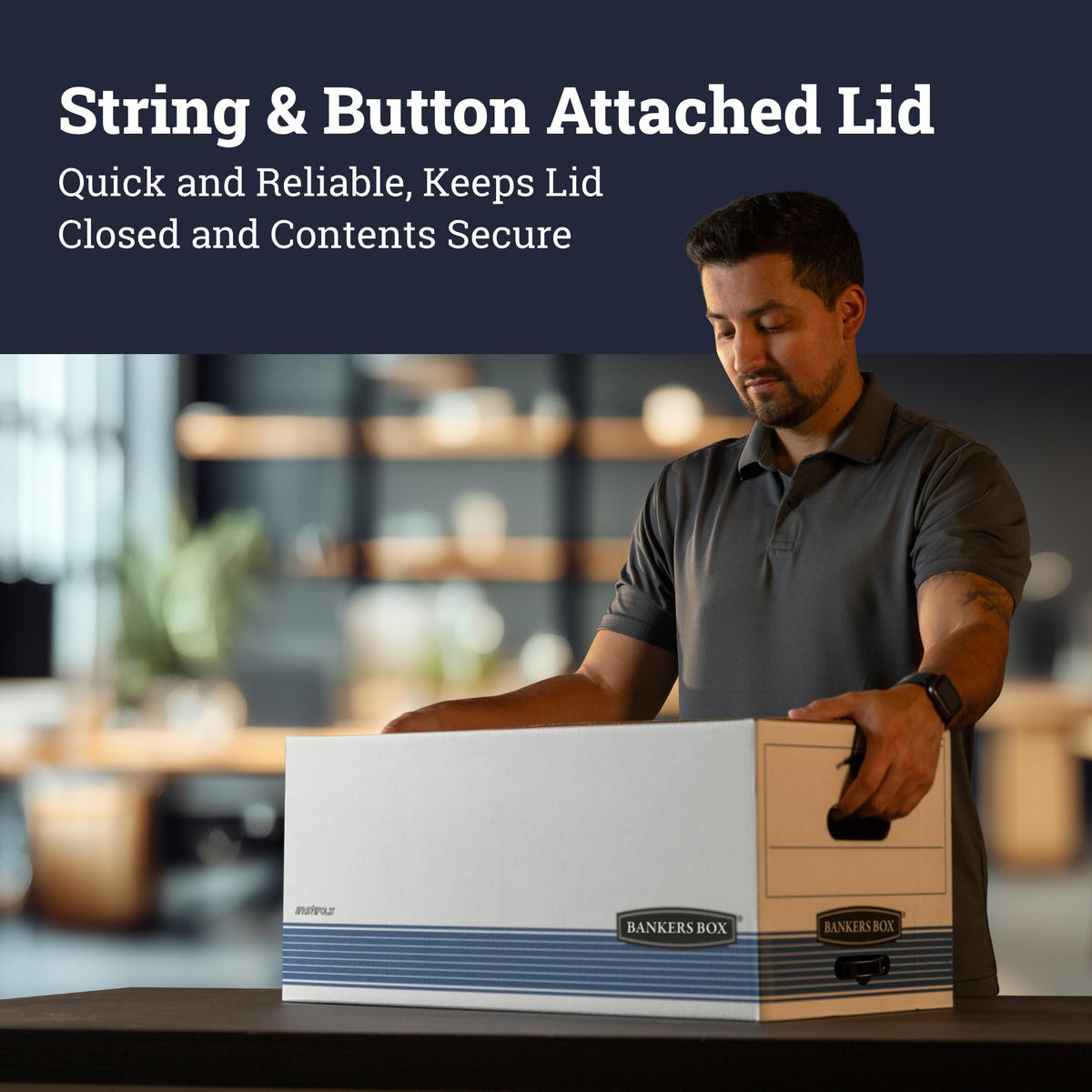 Bankers Box 12-Pack String & Button Medium-Duty File Box, Letter, FastFold