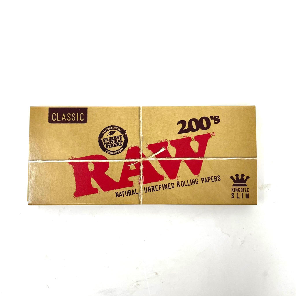 RAW Classic 200 King Size Slim uncreased Rolling Paper, Brown, 200 Count (Pack of 3)
