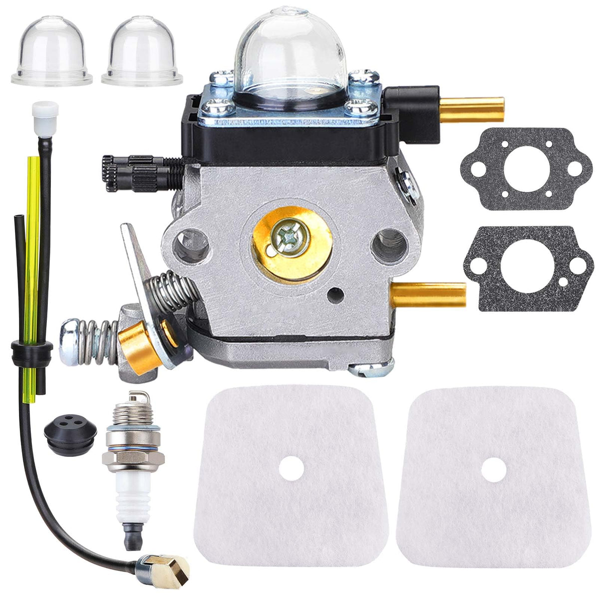 HOODELL C1U-K82 C1U-K54A Carburetor, for Mantis Tiller 7222 7222M 7225 7920, Echo TC-210 HC-1500, Premium Cultivator Carb, Plus Rebuild Kit Primer Bulb Fuel Line and More