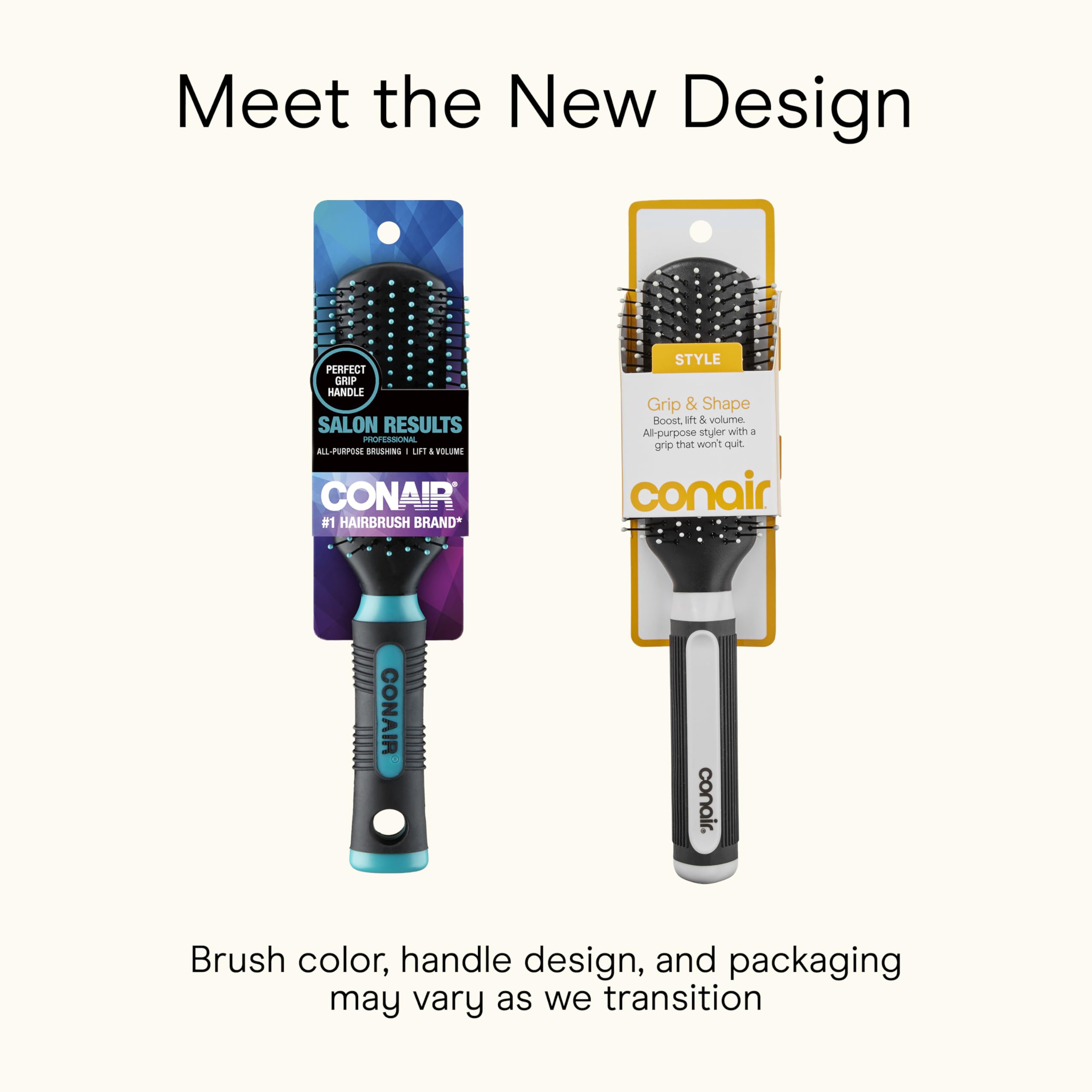 Conair Salon Results Detangling Hairbrush Set, 3-Pack Brushes for Men and Women, All Hair Types and Lengths with Nylon Bristles