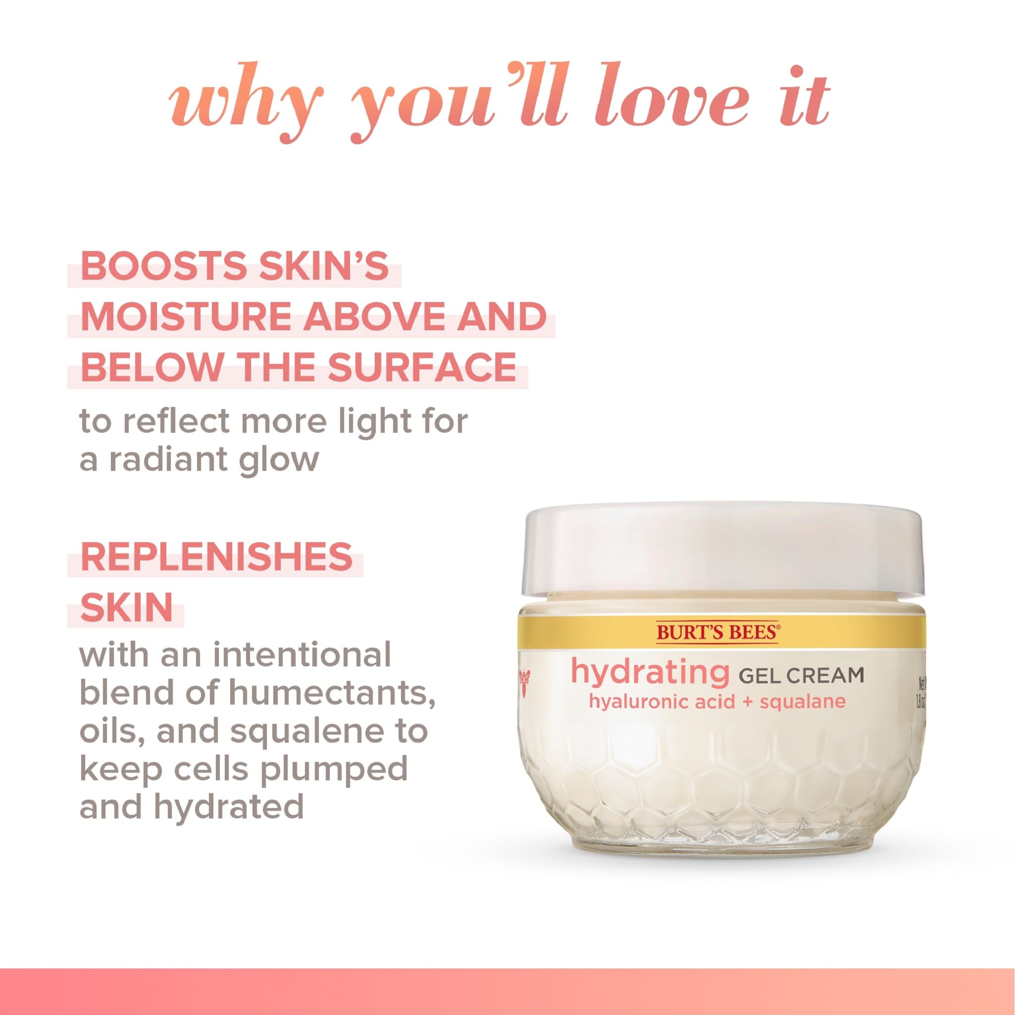 Buy now Burt's Bees Truly Glowing Replenishing Gel Cream, Moisturizer with Hydrate and Glow Complex for Normal and Combination Skin, 1.8 Fluid Ounces (Packaging May Vary) at indiglob india