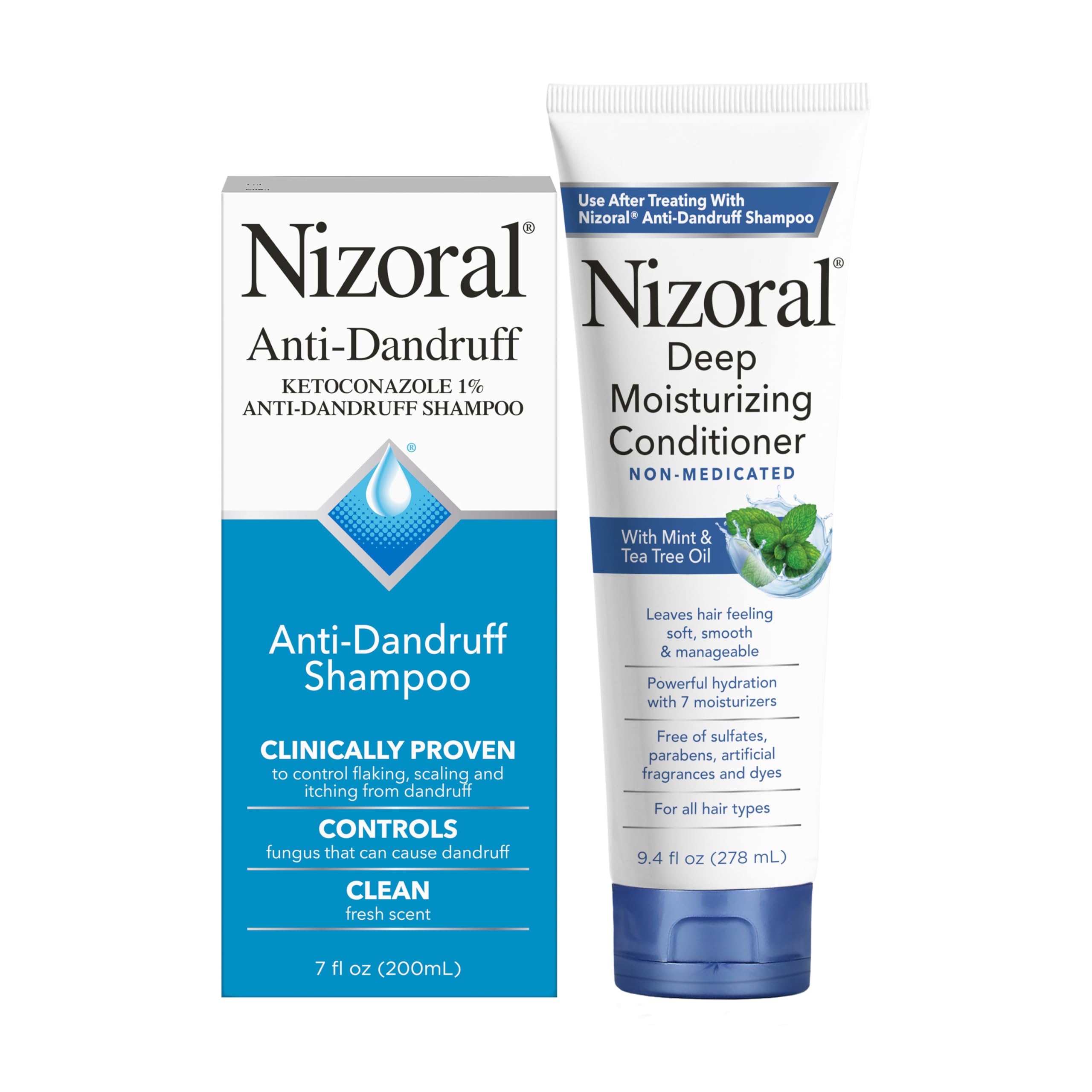 Nizoral Deep Moisturizing Conditioner, 9.4 oz, Anti-Dandruff Conditioner | Mint and Tea Tree Oil, Sulfate and Paraben Free, No Artificial Fragrance, For All Hair Types