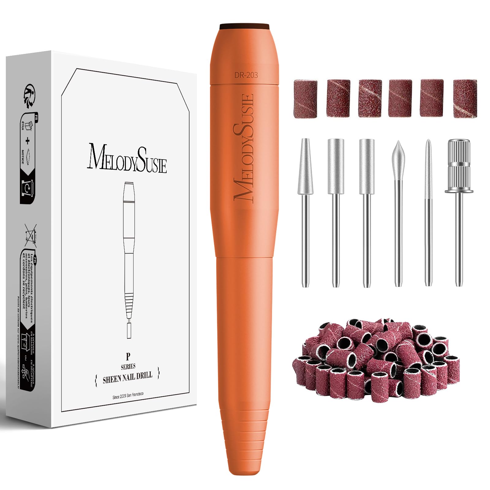 Buy now MelodySusie Pen-Shaped Portable USB Nail Drill, PC120I 20000RPM Electric Nail File with Compact Design for All Nail Care, Manicure Polishing, Shaping & Gel Removal at Home for Beginners Macaron Orange at indiglob india