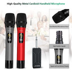 Buy now Bietrun Wireless Microphone, Professional UHF Metal Dual Handheld Cordless Dynamic Mic System Set with Rechargeable Receiver, 1/4‘’Output, Plug and Play, Instrument-Wireless-Mics for Karaoke, Wedding at indiglob india