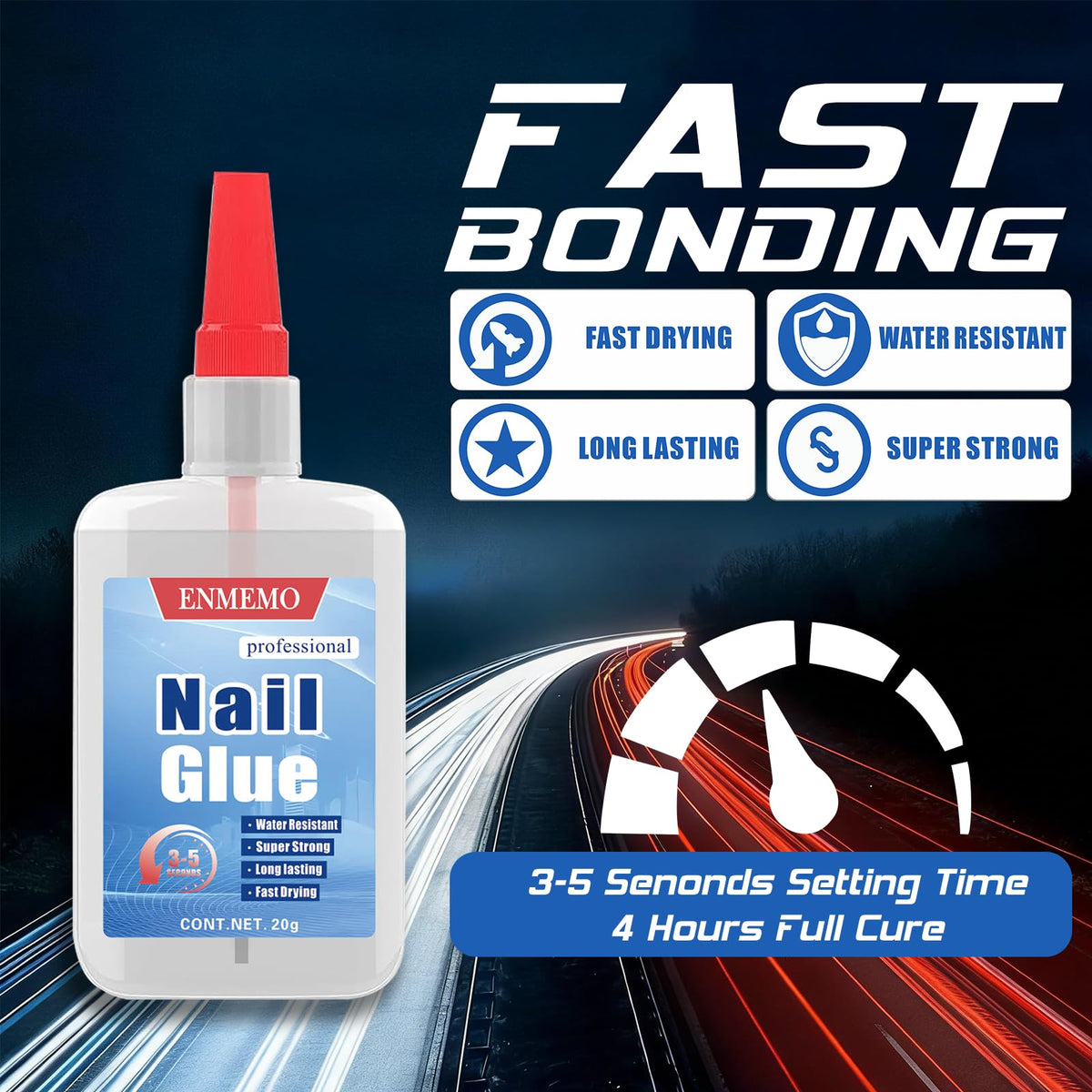 (2-in-1)20ml Nail Glue with Brush Applicator&Nozzle,Nail Tips,Press on Nail