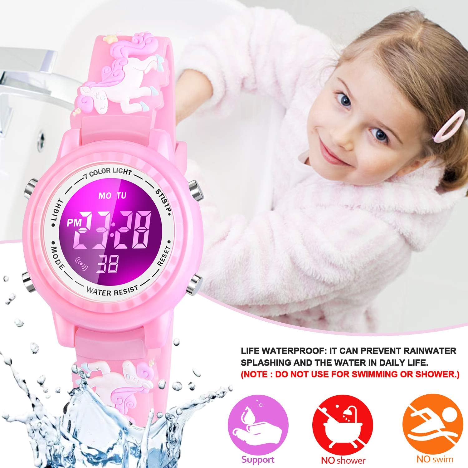 Buy now Waterproof LED Kids Watches with Alarm - Kids Toys Gifts for Girls Age 3-10 at indiglob india