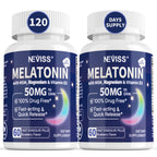 NEVISS Melatonin 50 mg for Adults - Extra Strength 9-in-1 Fast Dissolve Sublingual - High Dose with Magnesium Glycinate, Vitamin D3, Ashwagandha, Lemon Balm, Chamomile, Sugar Free, Vegan,60 Tablets