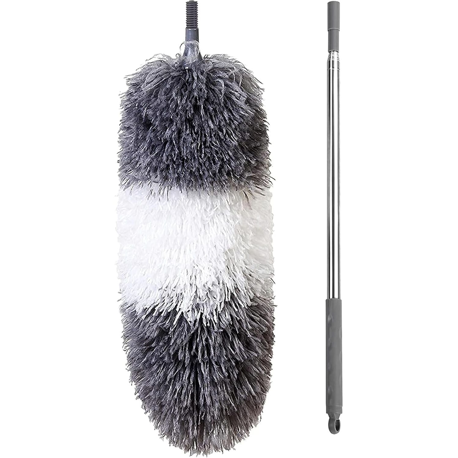 Buy now BOOMJOY Microfiber Feather Duster with 100 Inches Extendable Pole, 2 Pack Dusters for Cleaning Ceiling, Fan, Furniture Gray at indiglob india