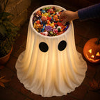 30 in Large-Capacity Lighted Halloween Ghost Candy Bowl with Timer Remote