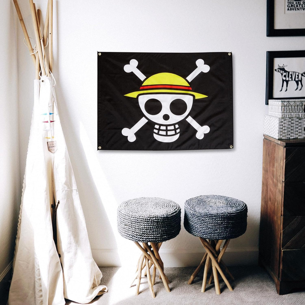 For One Piece Animation For Halloween Decoration One Piece Luffy's Straw Hat Pirate Flag Multi-colored, 5FT*3FT