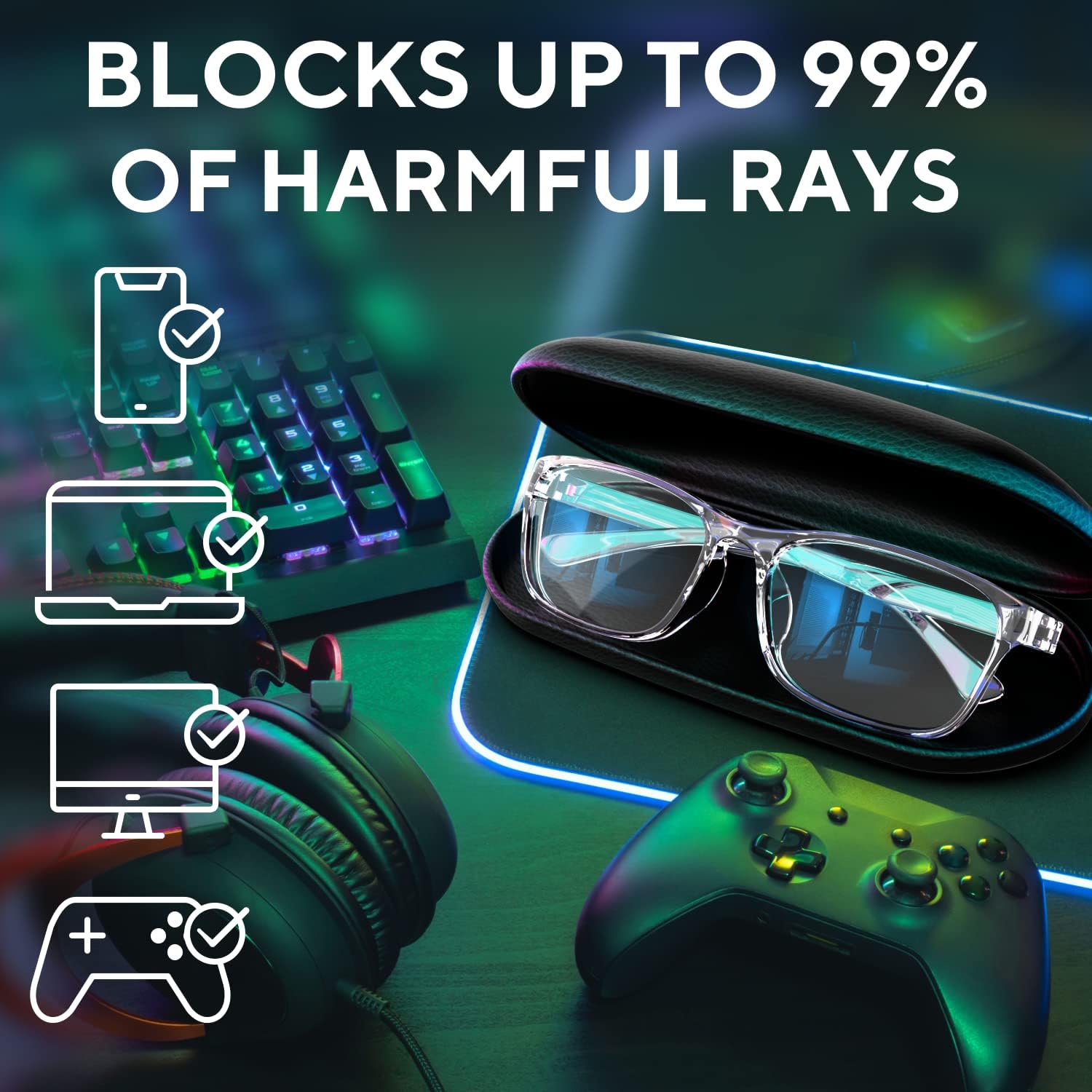 Buy now Stylish Blue Light Blocking Glasses for Women & Men â€“ Helps Reduce Glare & Digital Eye Strain from Computers, Phones w/Case at indiglob india