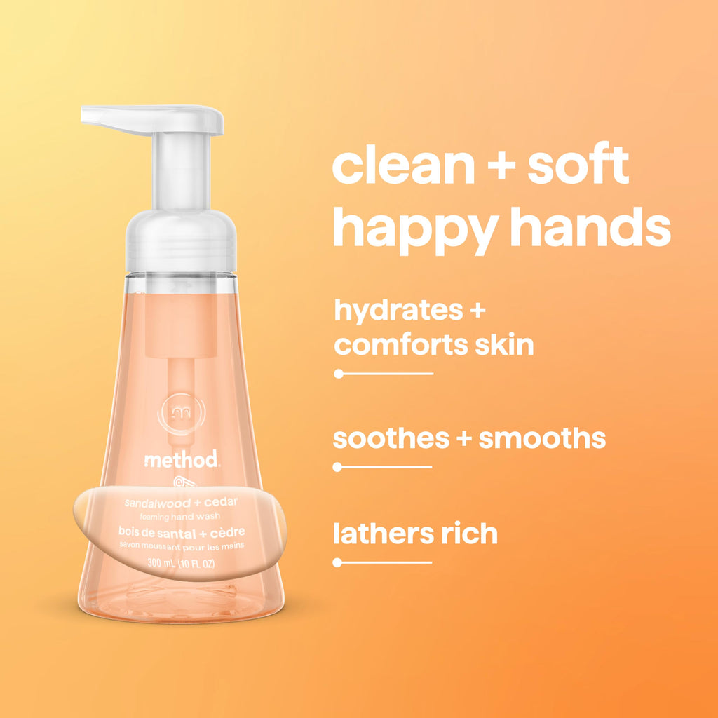 method Foaming Hand Wash, Sandalwood + Cedar, 10 fl oz, 3 pack | Hydrates & Softens Skin, Designed for Gentle Everyday Cleansing